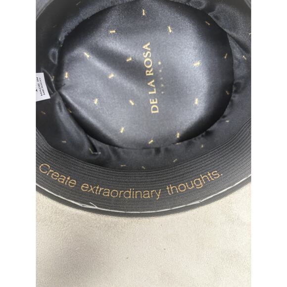 De La Rosa Tulum Hat features a soft, light-colored suede finish and a gold pin. main image 9